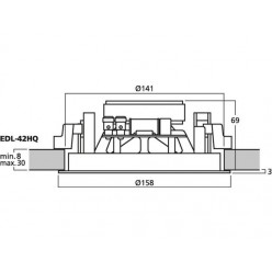 Monacor EDL-42HQ Głośnik sufitowy HiFi i PA, 15W, 100V, 8Ω